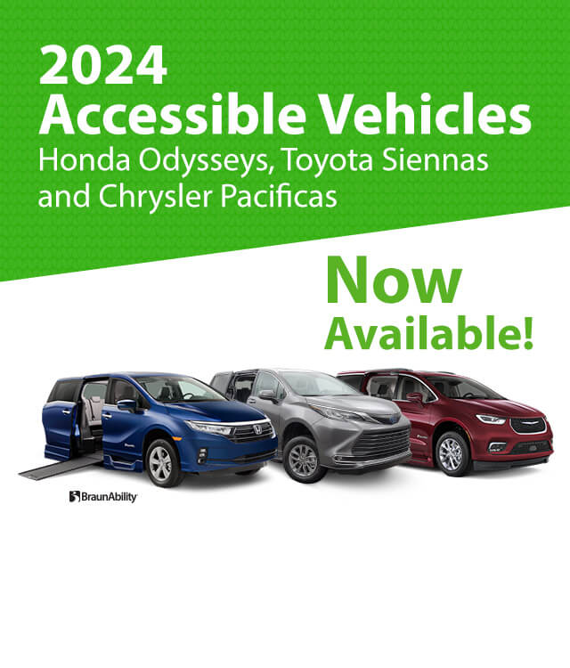 2024 accessible vehicles honda odysseys, toyota siennas and chrysler pacificas