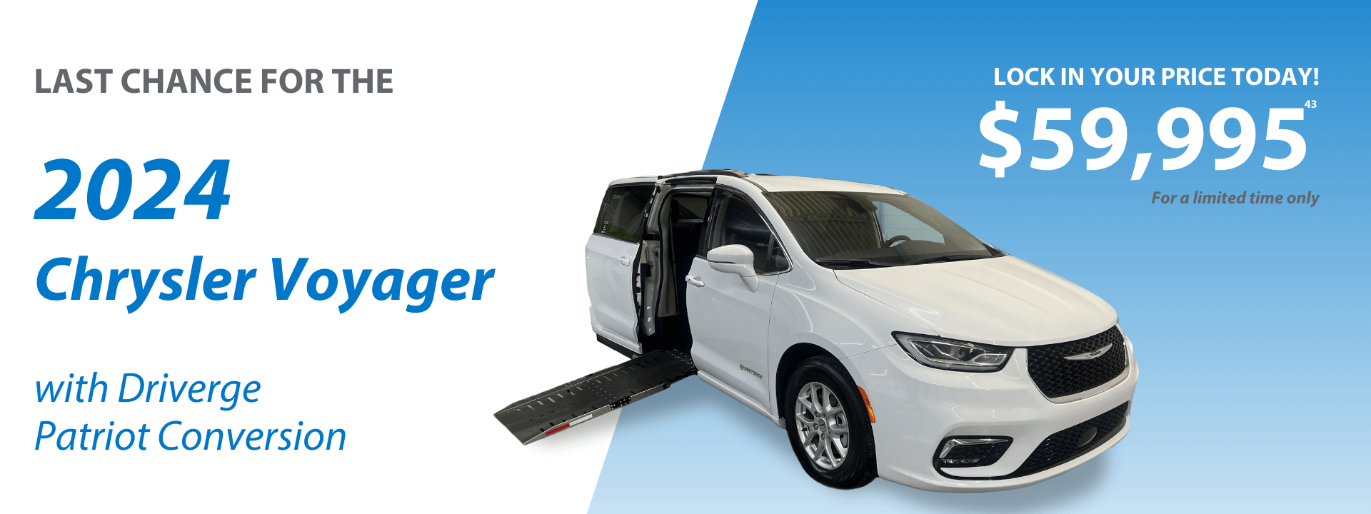 White 2024 Chrysler Voyager with a Diverge Patriot Conversion, priced at $59,995.