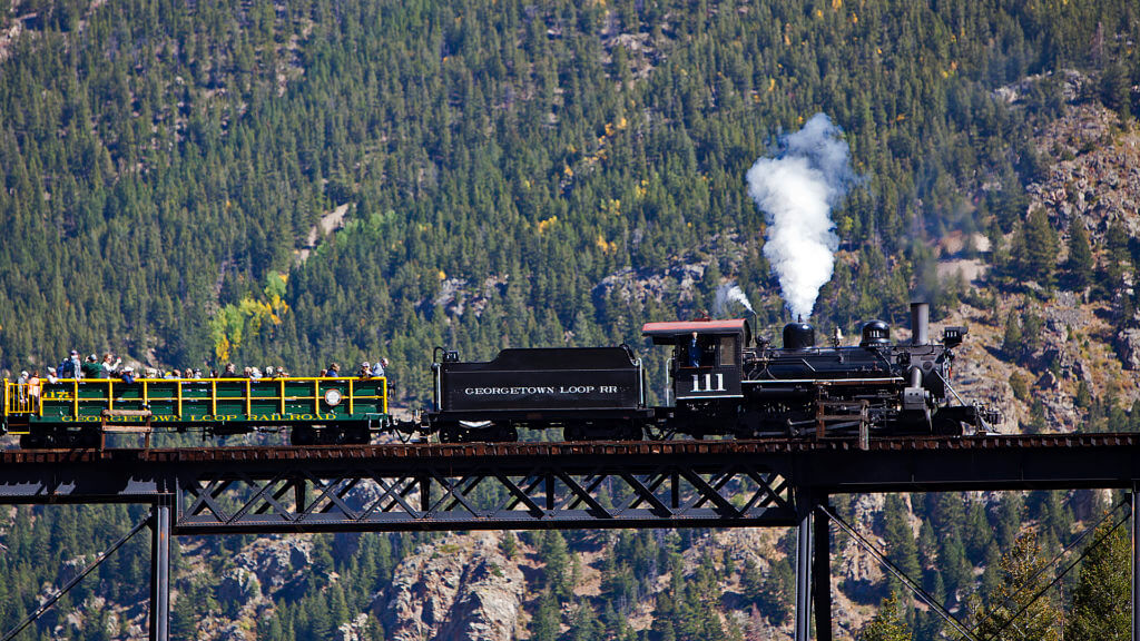 Photo shows Georgetown Loop Railroad in Colorado