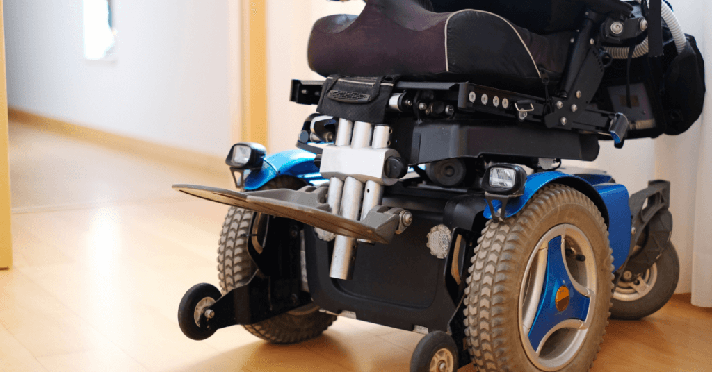 Blue electric wheelchair