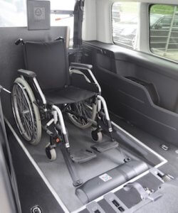 Wheelchair Secured in back of Vehicle