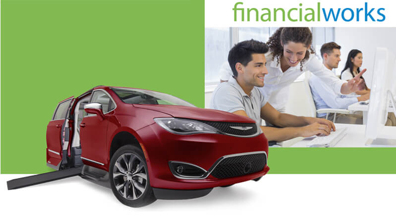 finance Financial Works logo with red Pacifica with ramp extended