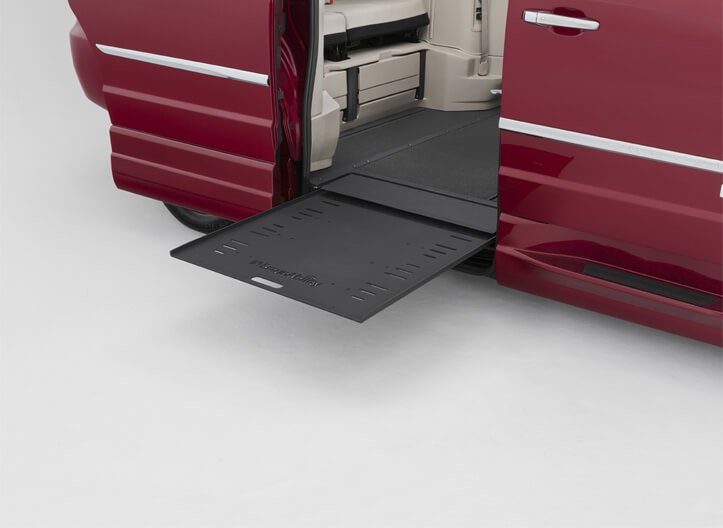 In-floor ramp on side entry wheelchair ramp van