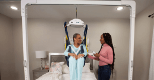 woman in ceiling lift