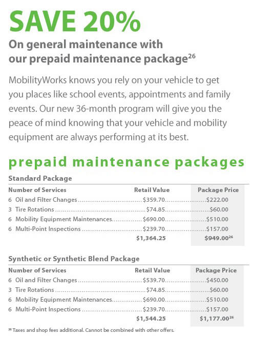 Save 20% on prepaid maintenance